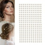 Perlute din acril pentru make-up, par sau corp cu adeziv PGA001DD Crem 4mm 400buc
